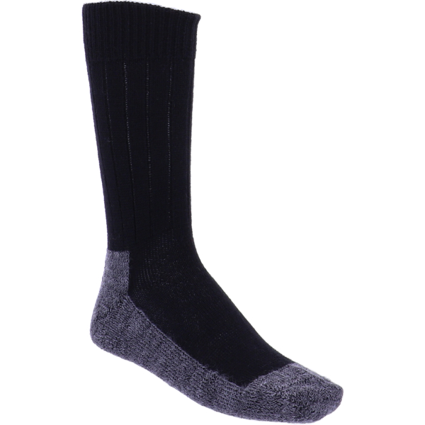 Hirsch Natur | Trekking Socken | Schwarz-Anthrazit | 100% Wolle