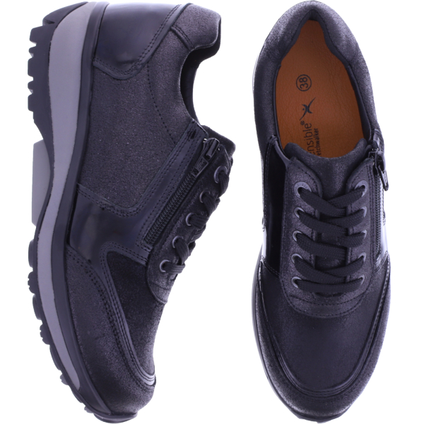 Xsensible Stretchwalker | Wembley | Black-Schwarz | Stretch-Leder | 301032-001 | Damen Komfort Sneaker