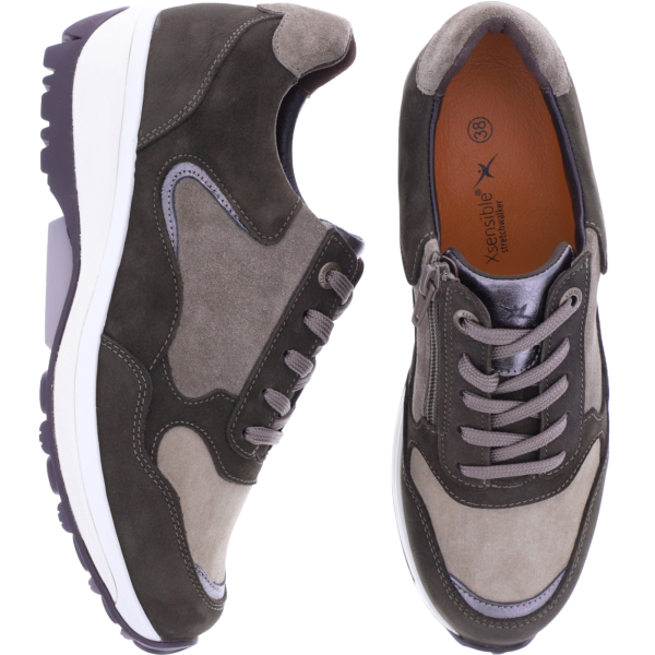 Xsensible Stretchwalker | York | Taupe Combi | Stretch-Leder | 301182-530 | Damen Komfort Sneakers