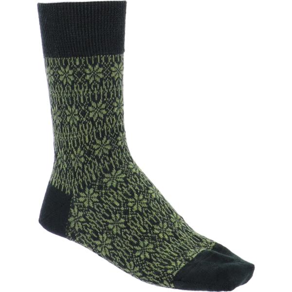 Hirsch Natur | Feinstrick-Socken | Tanne-Maigrün | Sternenmuster | 100% Schurwolle