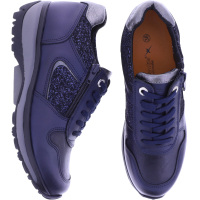 Xsensible Stretchwalker | Jersey | Blue Metal | Stretch-Leder | 300423-256 | Damen Komfort Sneakers
