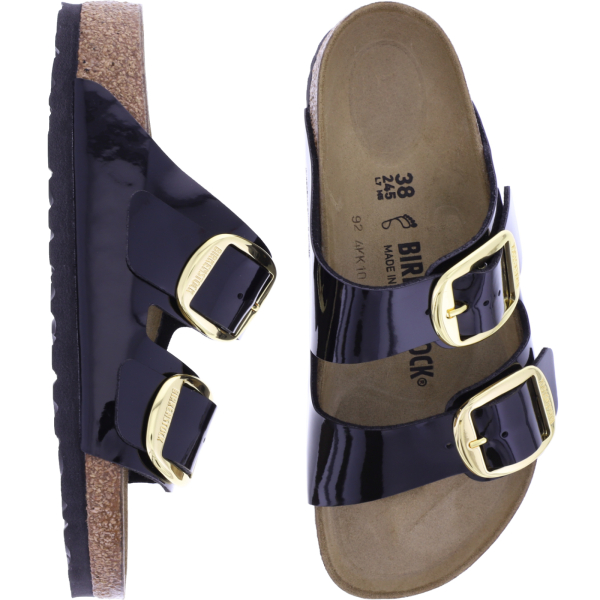 Birkenstock | Arizona Big Buckle | Schwarz-Gold Lack | Birko-Flor | Weite: Normal | 1027903 | Damen