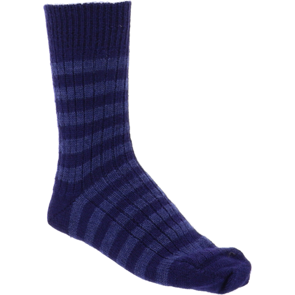 Hirsch Natur | Ringel-Socken | Marine-Jeans | 100% Schurwolle