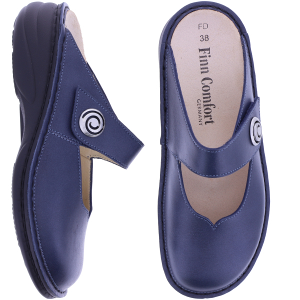 Finn Comfort | Canaro | Steel-Stahlblau | Leder | Wechselfußbett | 02626-803447 | Damen Clogs