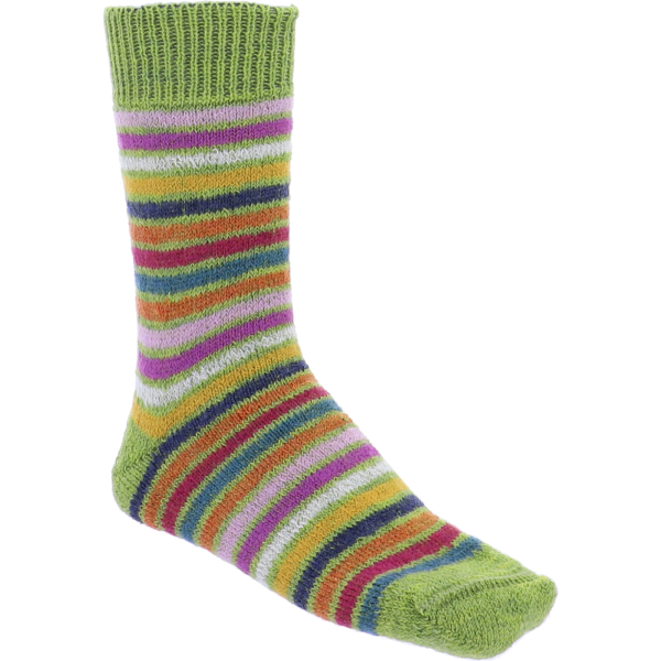 Hirsch Natur | Ringel-Socken | Maigrün-Bunt | 100% Schurwolle