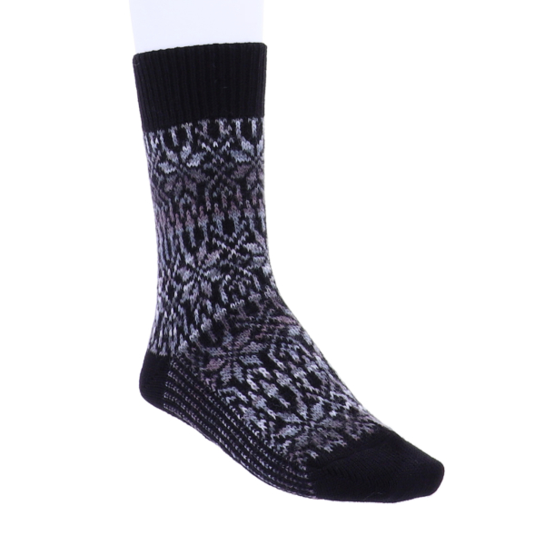 Hirsch Natur | Norweger Socken | Schwarz-Schlamm | Sternenmuster | 100% Schurwolle