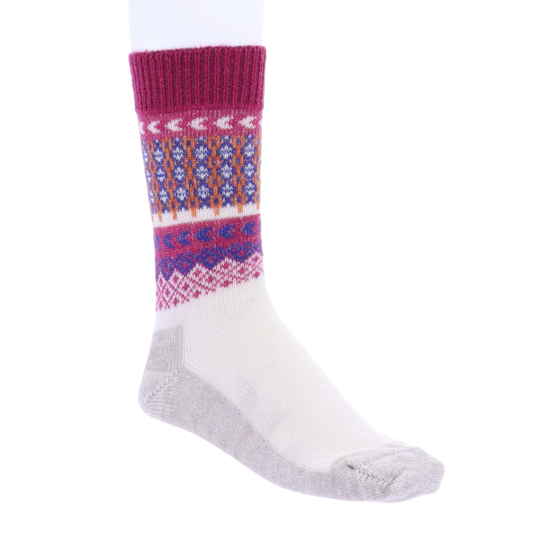 Hirsch Natur | Motiv Socken | Motiv Rot-Beige | 95% Schurwolle - 5% Leinen