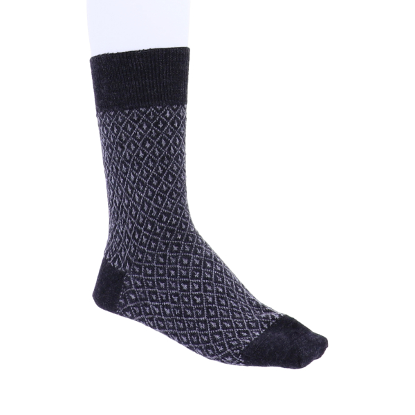 Hirsch Natur | Jacquard Socken | Schwarz-Grau | 100% Schurwolle