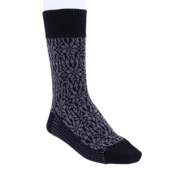 Hirsch Natur | Norweger Socken | Schwarz-Anthrazit | Sternenmuster | 100% Schurwolle